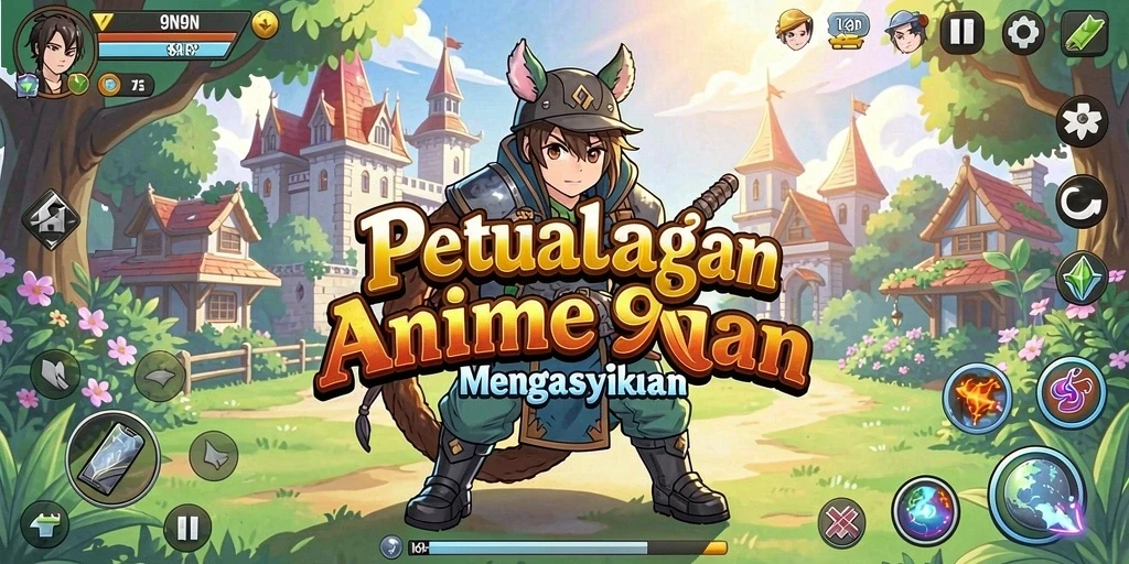 Tampilan gameplay <strong>9N9N</strong> yang menakjubkan dengan karakter Anime.