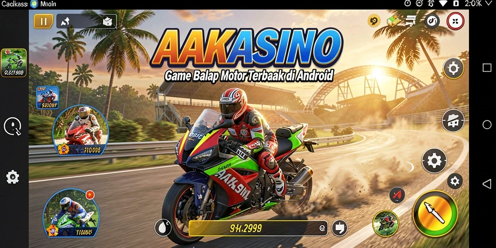 Tampilan gameplay AAKASINO yang mendebarkan dengan balapan motor.