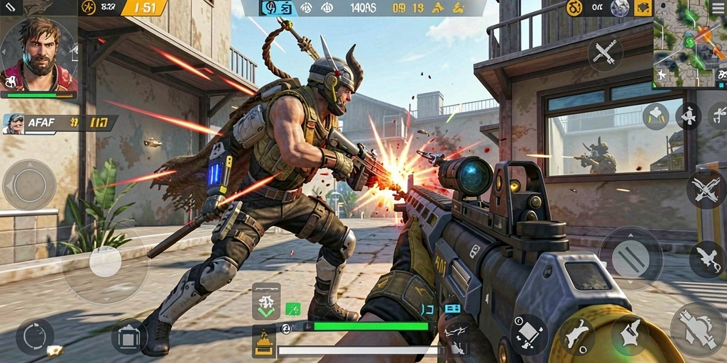 Tangkapan layar AFAF menampilkan momen menegangkan dalam pertempuran FPS.