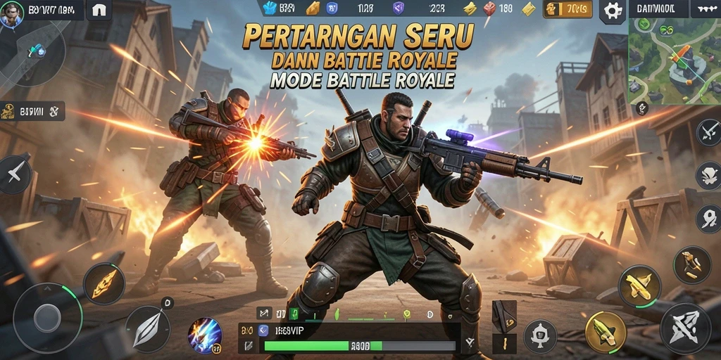Tangkapan layar B8VIP menampilkan aksi pertarungan seru Battle Royale.