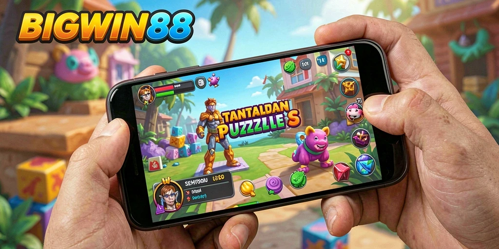 Screenshot gameplay BIGWIN88 menunjukkan tantangan puzzle yang menarik.