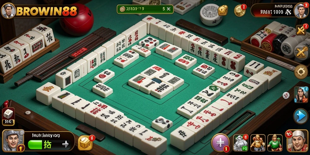Screenshot menunjukkan gameplay Mahjong yang seru dan mendebarkan.