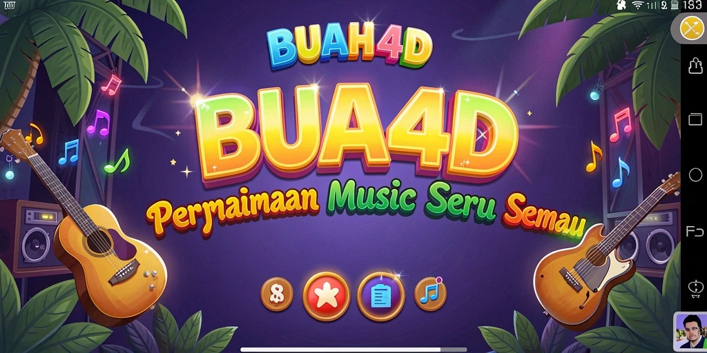 Gameplay seru BUAH4D dengan berbagai tantangan musik.