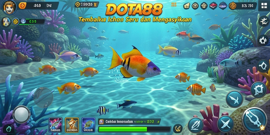 Screenshot gameplay DOTA88 menampilkan aksi menembak ikan yang seru.