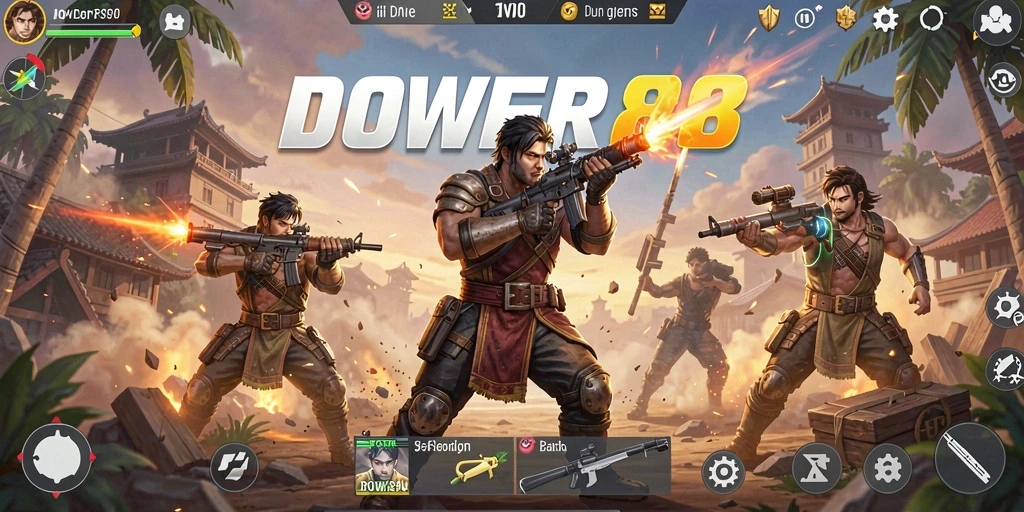 Screenshot gameplay DOWER88 yang menampilkan aksi seru di arena Battle Royale.
