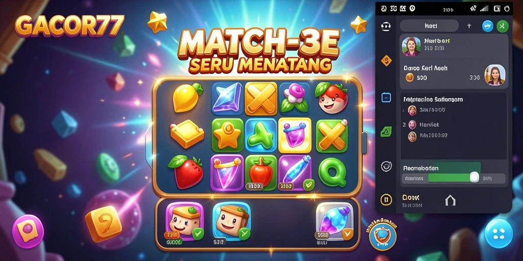 Tampilan gameplay seru GACOR77 saat mencocokkan permata.