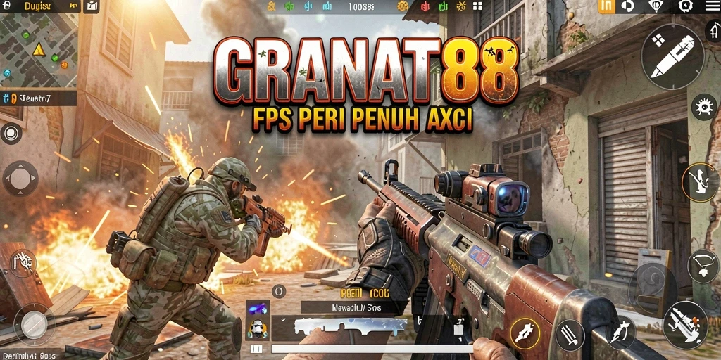 Tampilan gameplay menegangkan di GRANAT88 dengan aksi FPS yang mendebarkan.
