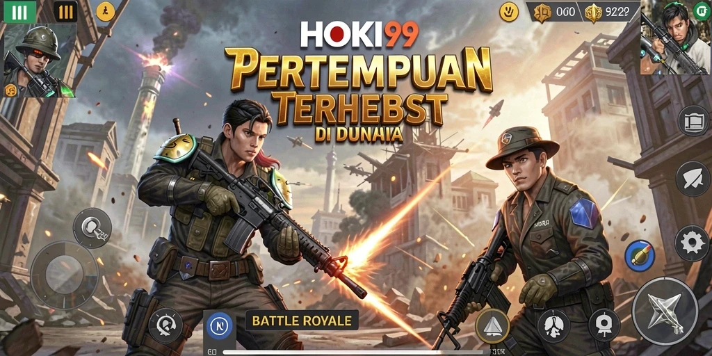 Screenshot gameplay HOKI99 menunjukkan aksi Battle Royale yang seru.