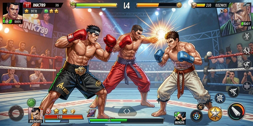 Tangkapan layar gameplay yang mendebarkan dari INK789 saat karakter bertarung.