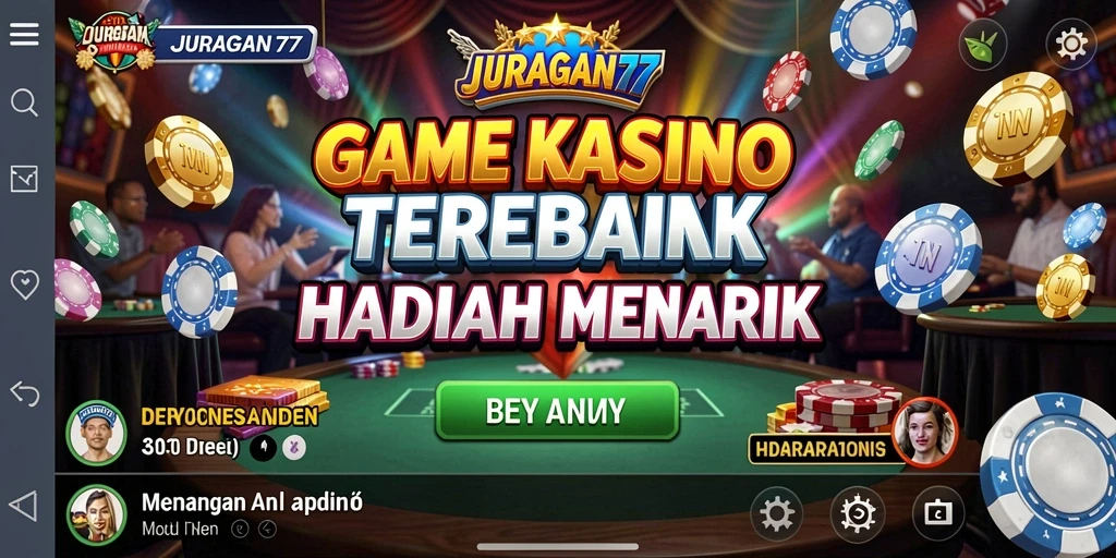 Screenshot gameplay JURAGAN77 menampilkan momen seru permainan kasino.