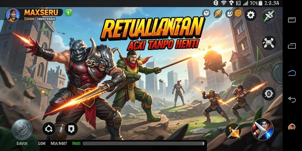 Tampilan gameplay <strong>MAXSERU</strong> yang menegangkan dengan aksi seru dan grafis memukau.