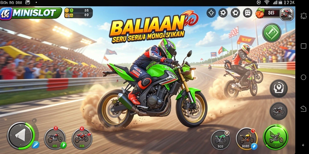 Tampilan gameplay seru dari balapan motor di MINISLOT.