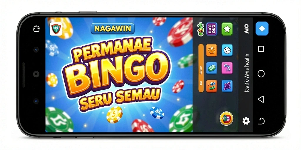 Tampilan gameplay NAGAWIN dengan kartu Bingo yang penuh warna.