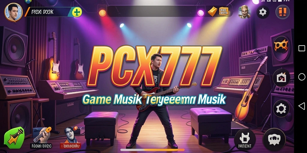 Tampilan gameplay PCX777 yang menarik dengan interaksi musik.