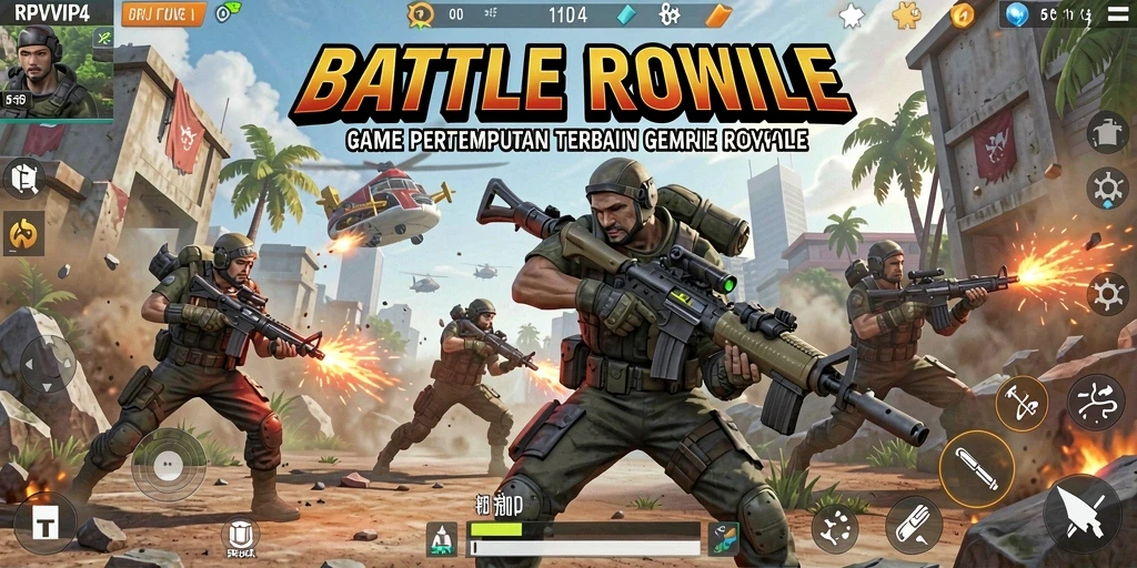 Tangkapan layar RPVIP4 menunjukkan aksi seru dalam pertempuran Battle Royale.