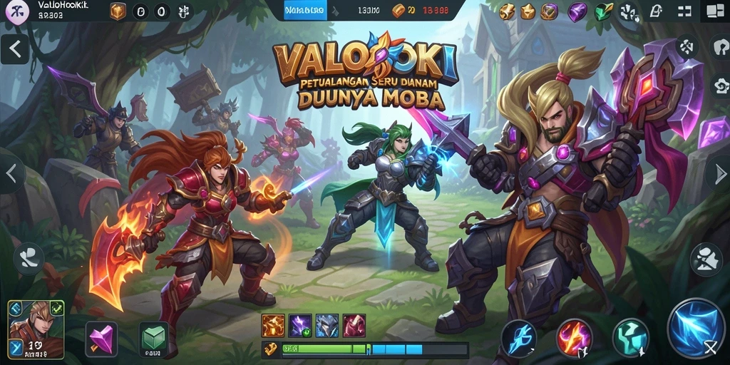 Screenshot gameplay seru dalam VALOHOKI yang menampilkan pertarungan MOBA.