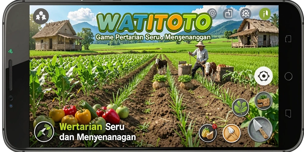 Tampilan permainan WATITOTO dengan lahan pertanian yang hijau dan subur.